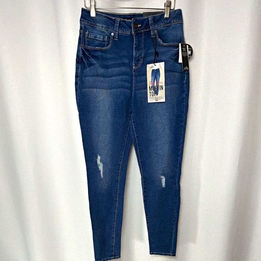 Royalty For Me Jeans Womens 6 Blue High Rise Skinny Stretch Distressed